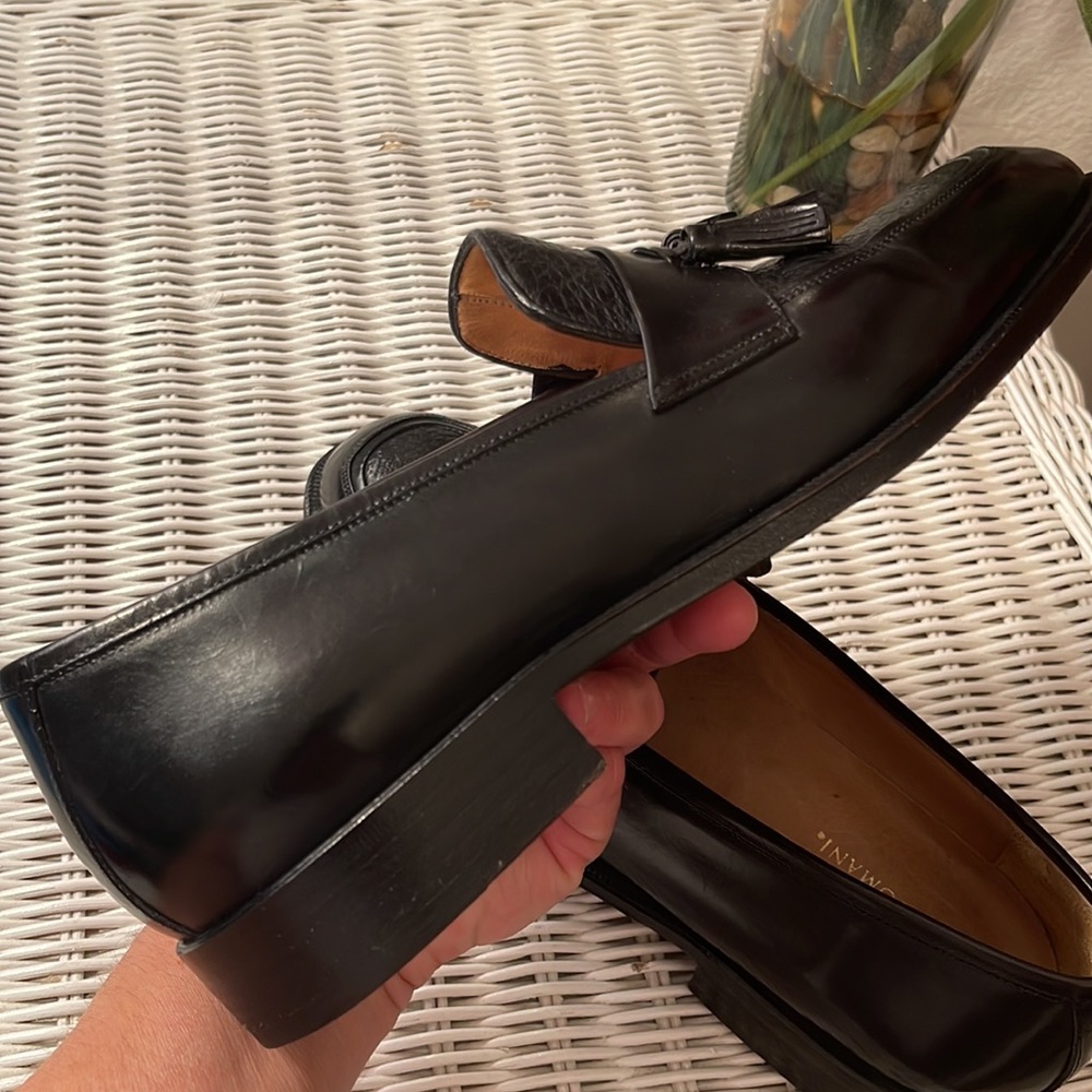 LIKE NEW mens JOHNSTON & MURPHY Black leather shoes. 8M. Worn once. EXCELLENT - Picture 6 of 9